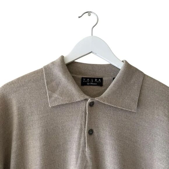 Valda  by Toscana Collection wool sweater Men's Tan  collared SZ XL #2326 - Picture 2 of 14